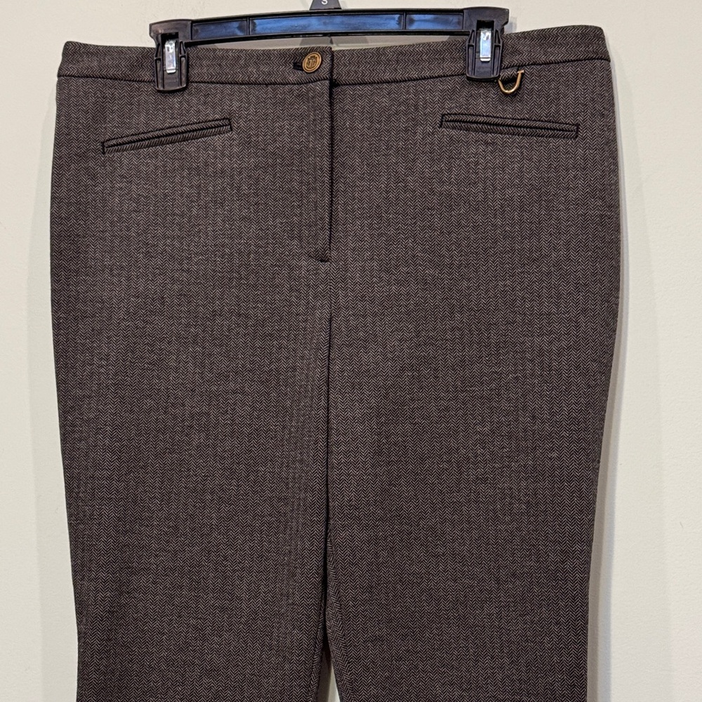 Talbots NWT Gray/ black chevron design DALTON slim fit dress Pants Size 12